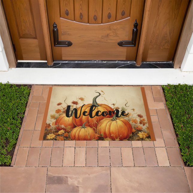 Tapete Orange Pumpkins Rustic Autumn - Boas-vindas (Ar livre)