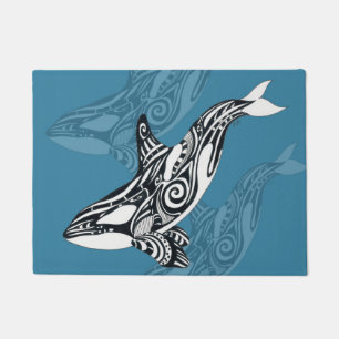 Tapete Orca Killer Whale Tlingue Indigo Blue ink