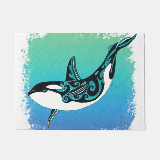 Tapete Orca Whale Teal Tribal (Frente)