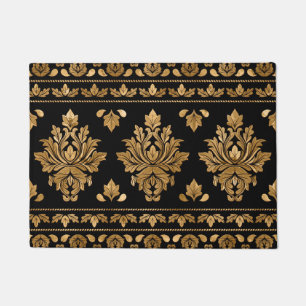 Tapete Ornamento de Damasco de Vintage Oriental - Negro e