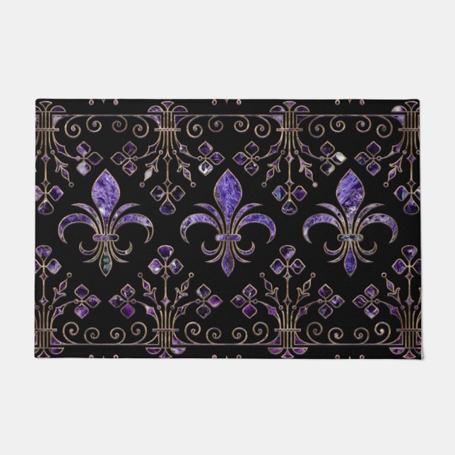 Tapete Ornamento de Fleur-de-lis Púrpura (Frente)