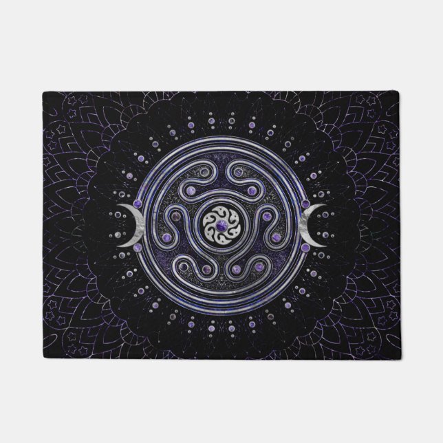 Tapete Ornamento de Hecate Wheel com Ametist e Prata (Frente)