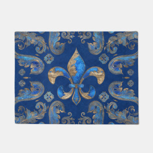 Tapete Ornamento de luxo de Fleur-de-lis - mármore azul