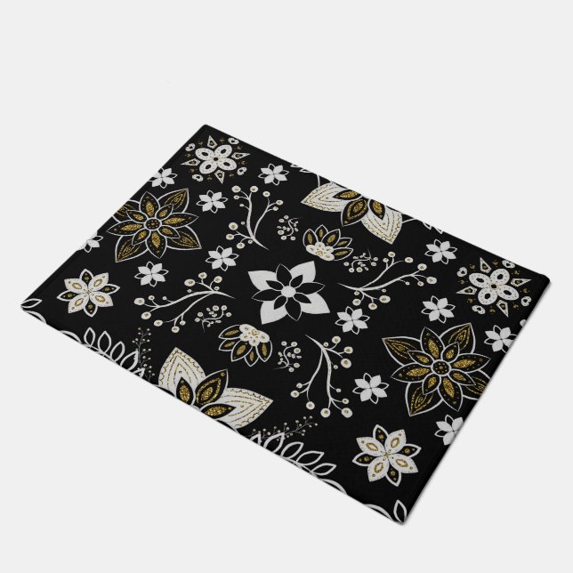 Tapete Ornate black and white floral pattern  (Inclinado)