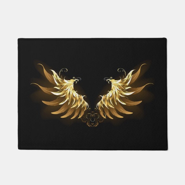 Tapete Ouro Angel Wings sobre fundo preto (Frente)