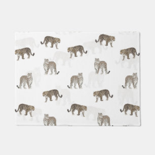 Tapete Ouro Branco moderno Animais da Selva-Leopardo