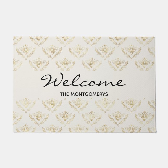 Tapete Ouro Bumble Bee com um padrão coroa bem-vindo (Frente)
