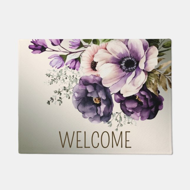 Tapete Ouro Elegante de Flores Rosa Púrpura (Frente)