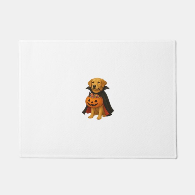 Tapete Ouro Retriever Halloween Dog com Doces-Abóbora (Frente)