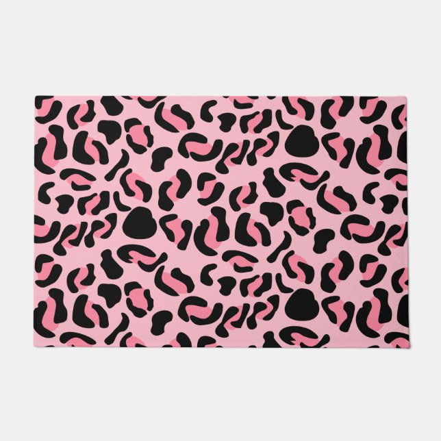Tapete Padrão Animal de Leopardo Rosa Moderno (Frente)