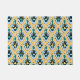 Tapete Padrão arábico marroquino em azul e amarelo