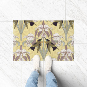 Tapete Padrão Art Nouveau de Orquídea Beija-Flor Vintage