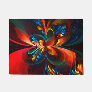 Tapete Padrão Azul Laranja-Abstrato Floral Moderno #14