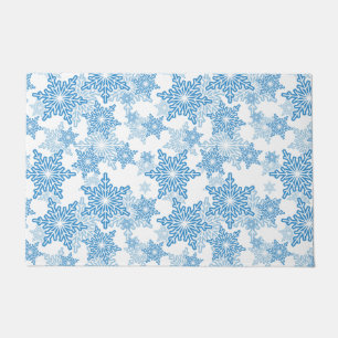 Tapete Padrão branco e floco de neve azul sem costura