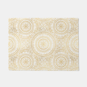 Tapete Padrão Branco Elegante Dourado de Mandala Girasso