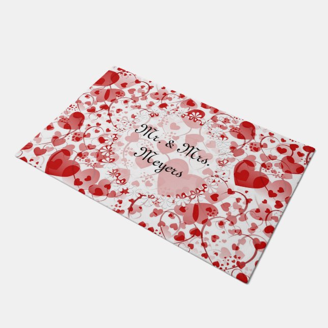 Tapete Padrão cardíaco VII engraçado - branco vermelho +  (Inclinado)