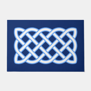 Tapete Padrão Celtic Knot, Azul Cobalto e Branco