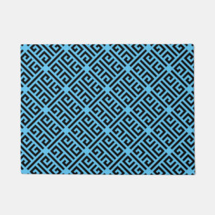Tapete Padrão-chave grego preto e azul
