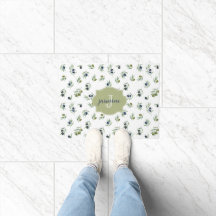 Padrão Chic de Aquarela com Nome e Monograma em Ve