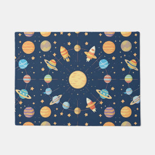 Tapete Padrão Colorido com Tema Espacial e Planetas