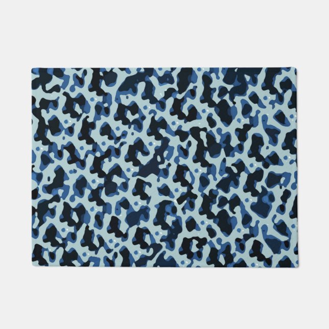 Tapete Padrão de Abstrato de Camo Preto Azul (Frente)