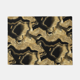 Tapete Padrão de Ágata Brilhante Preto e Dourado Elegante