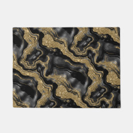 Tapete Padrão de Ágata Preto e Dourado Elegante com Brilh