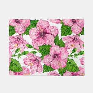 Tapete Padrão de aquarela de hibisco rosa