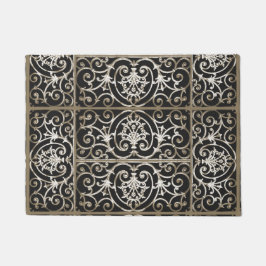 Tapete padrão de arabescos em sépia e preto