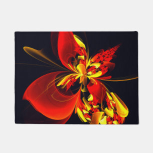 Tapete Padrão de Arte Abstrata Floral Amarelo Vermelho Mo