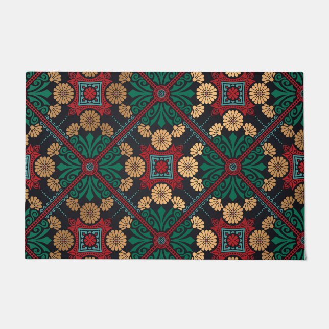 Tapete Padrão de azulejo Decorativo Chic Elegante (Frente)