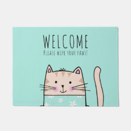 Tapete Padrão de Boas-Vindas de Gato Divertido Personaliz