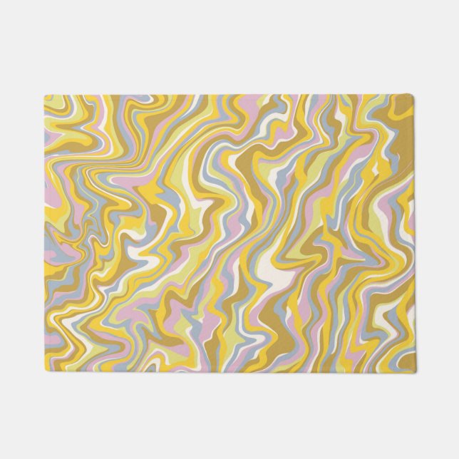 Tapete Padrão de Boho Líquido do Hippie 70s Green Marble (Frente)