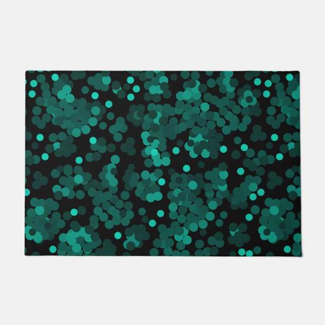 Tapete Padrão de bolinhas verde turquesa a preto (Frente)