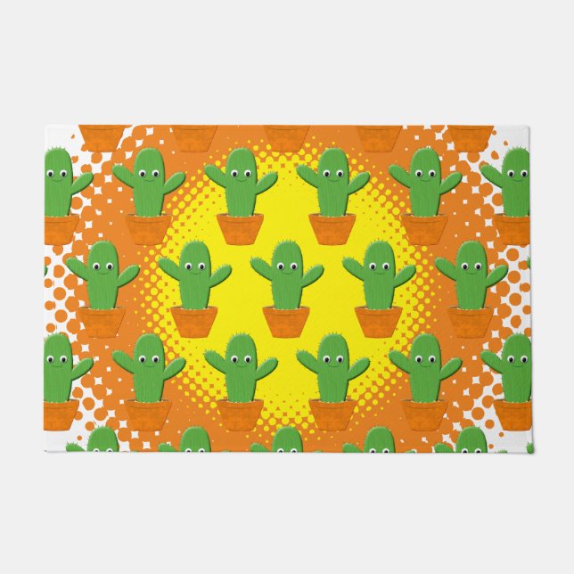 Tapete Padrão de Cactus de Cartoon Bonito (Frente)
