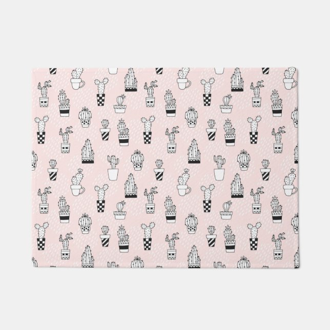Tapete Padrão De Cactus Desenhado À Mão (Frente)