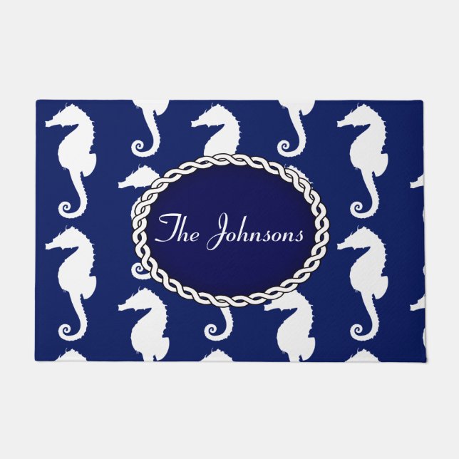 Tapete Padrão de Cavalo-do-Mar sem Costura (Frente)