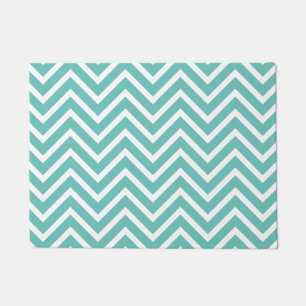 Tapete Padrão De Chevron Decorativo Leve Teal E Branco