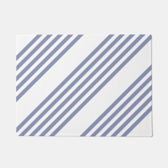 Tapete Padrão de cinco faixas de cinza azul e branco (Frente)