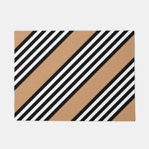 Tapete Padrão de cinco faixas, preto e branco, com bronze