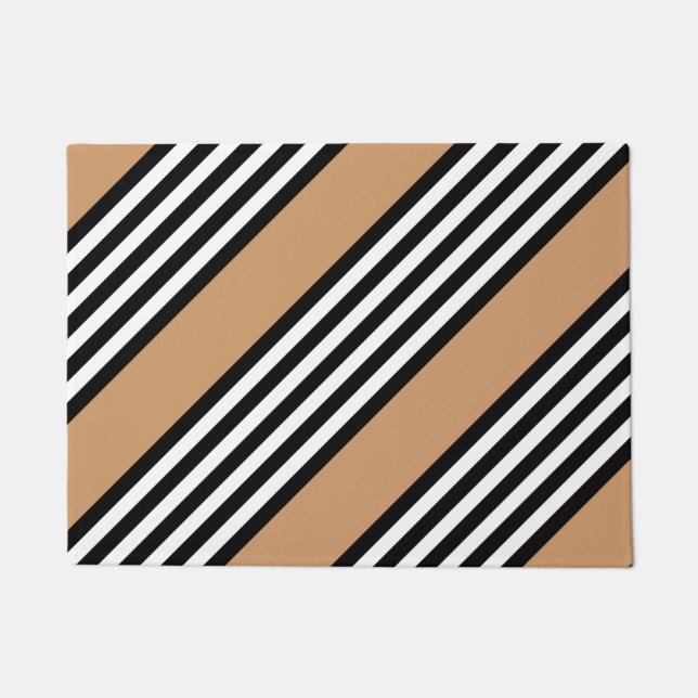 Tapete Padrão de cinco faixas, preto e branco, com bronze (Frente)