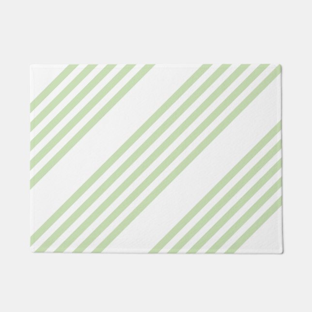 Tapete Padrão de cinco faixas verde-claro e branco (Frente)