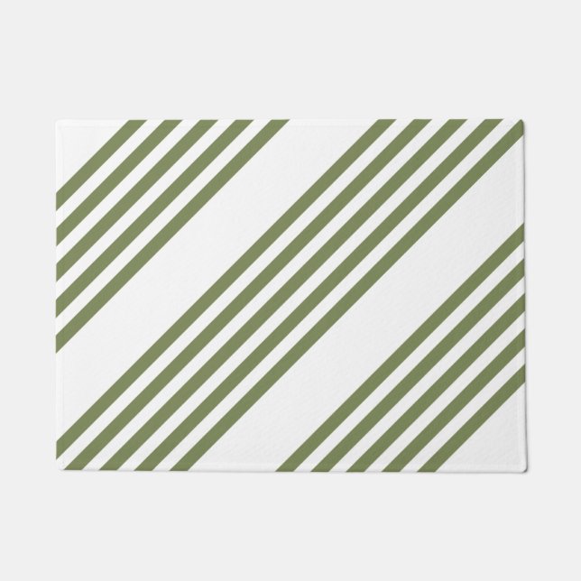 Tapete Padrão de cinco faixas verde-oliva e branco (Frente)