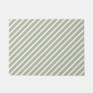 Tapete Padrão de cinco faixas verde-oliva e branco