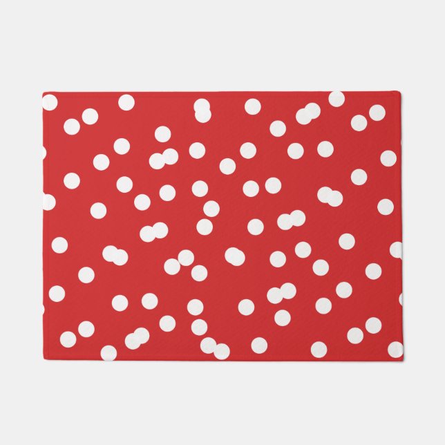 Tapete Padrão de Confetti de Natal Vermelho e Branco (Frente)