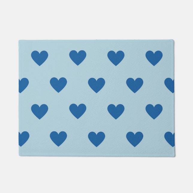 Tapete Padrão de Coração Simples Azul Fofo (Frente)