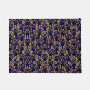 Tapete Padrão de Deco de Arte Dourada e Azul