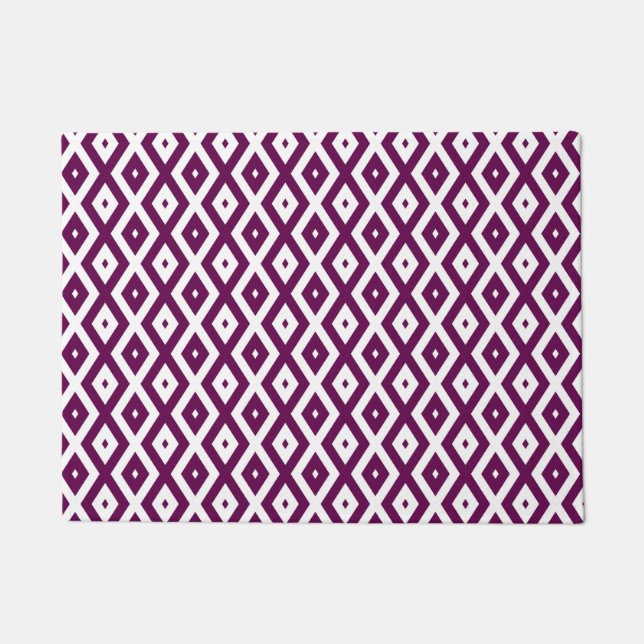 Tapete Padrão de diamante branco e roxo de ameixa (Frente)