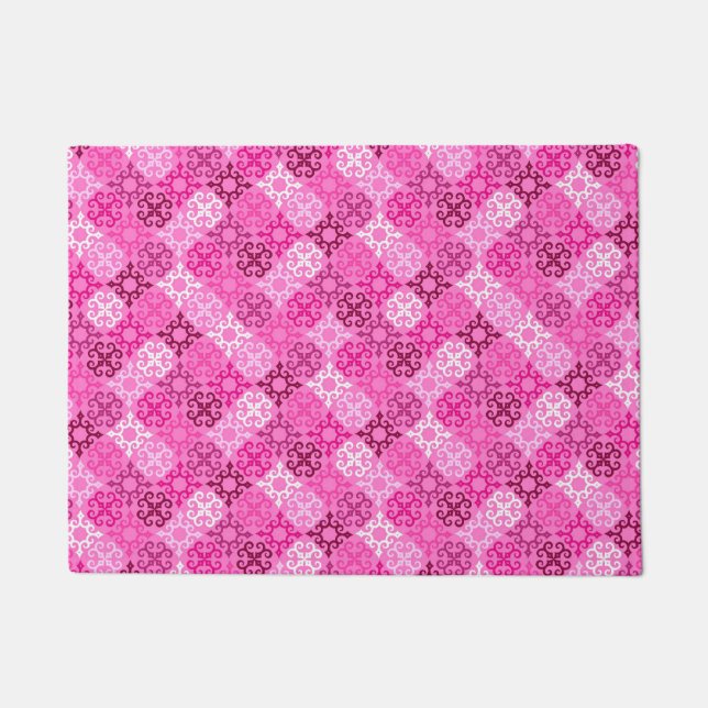 Tapete Padrão de Diamante com Filigrana Rosa (Frente)
