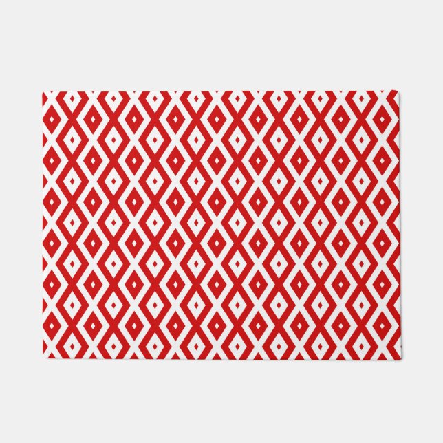 Tapete Padrão de diamante vermelho e branco (Frente)